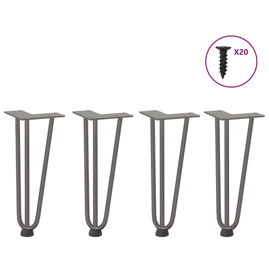 Gambe Tavolo a Forcina 4 pz 30 cm Acciaio Massiccio