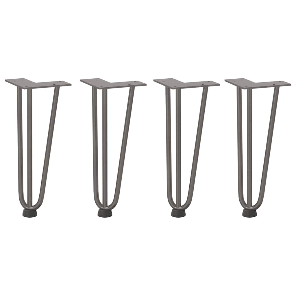 Gambe a forcina per tavolino 4 pz in acciaio naturale 30 cm