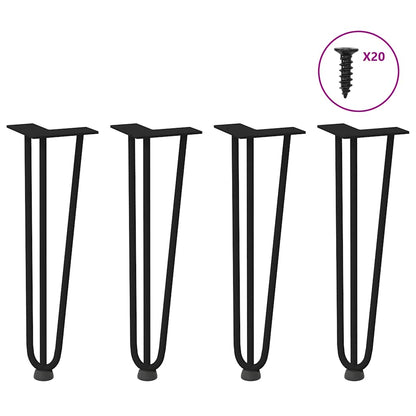 Gambe per Tavolo a Forcina 4 pz Nero 42 cm in Acciaio Massiccio