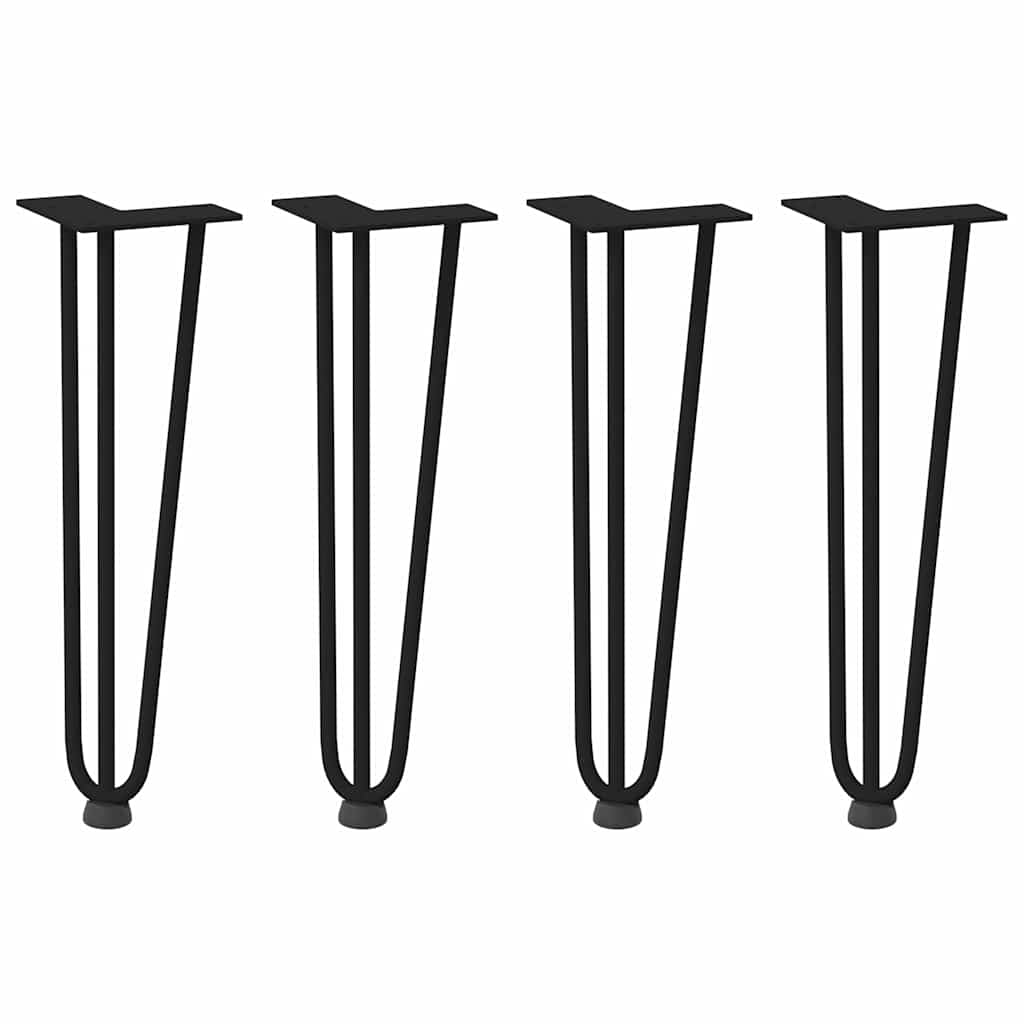 Gambe per Tavolo a Forcina 4 pz Nero 42 cm in Acciaio Massiccio