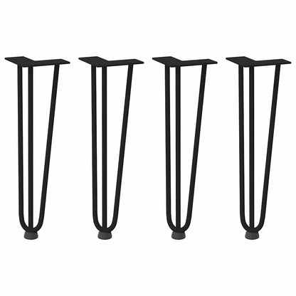 Gambe per Tavolo a Forcina 4 pz Nero 42 cm in Acciaio Massiccio