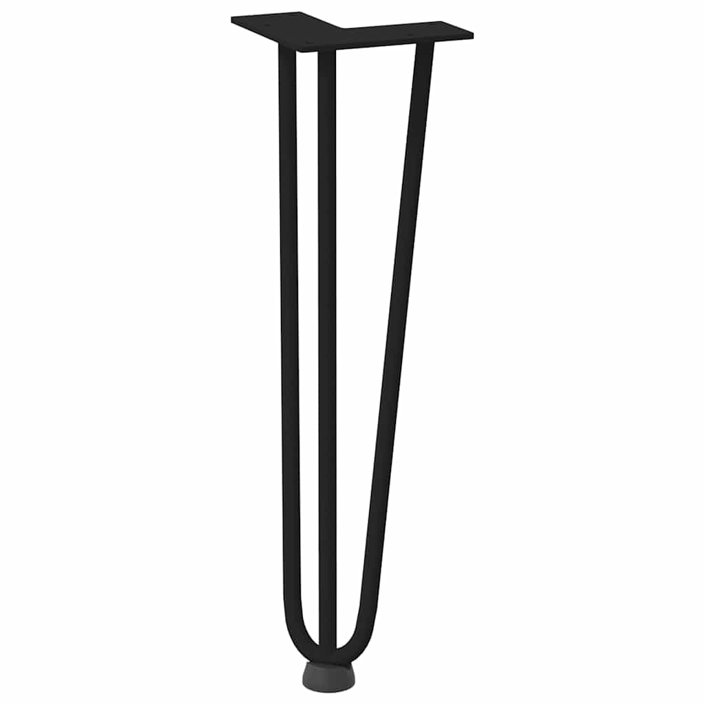 Gambe per Tavolo a Forcina 4 pz Nero 42 cm in Acciaio Massiccio