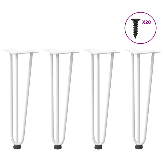 Gambe per Tavolo a Forcina 4 pz Bianco 42 cm Acciaio Massiccio