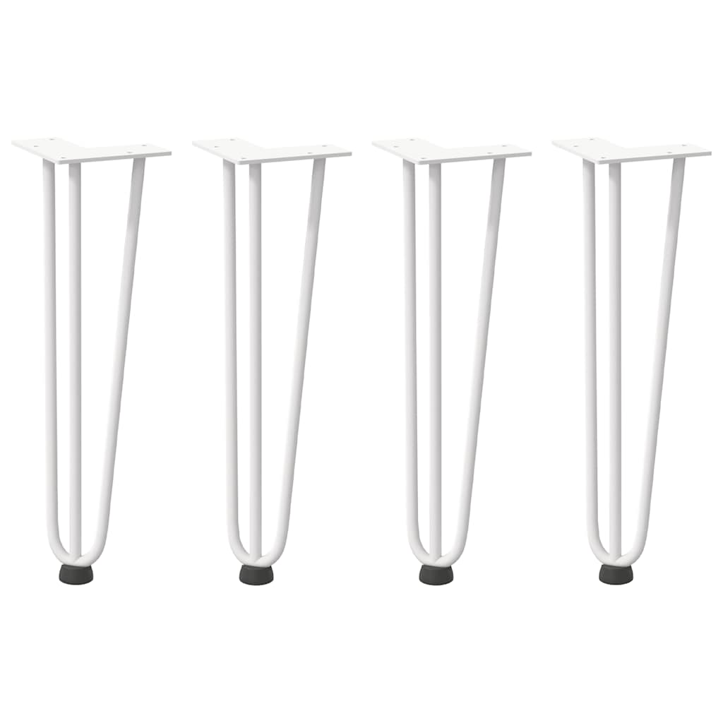 Gambe per Tavolo a Forcina 4 pz Bianco 42 cm Acciaio Massiccio