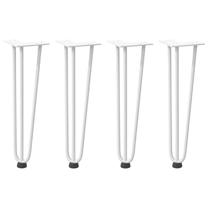 Gambe per Tavolo a Forcina 4 pz Bianco 42 cm Acciaio Massiccio