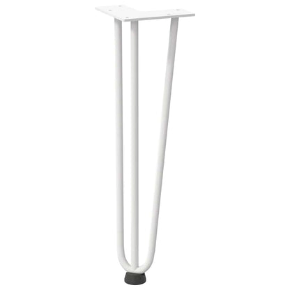 Gambe per Tavolo a Forcina 4 pz Bianco 42 cm Acciaio Massiccio