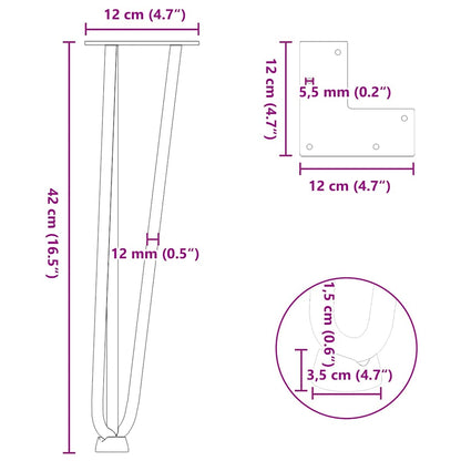 Gambe per Tavolo a Forcina 4 pz Bianco 42 cm Acciaio Massiccio