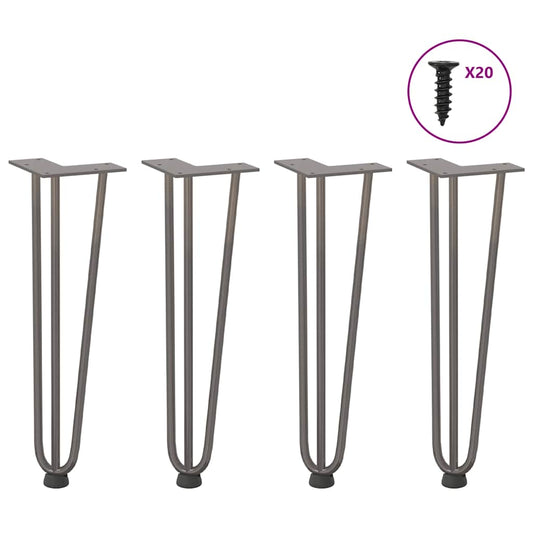 Gambe Tavolo a Forcina 4 pz 42 cm Acciaio Massiccio