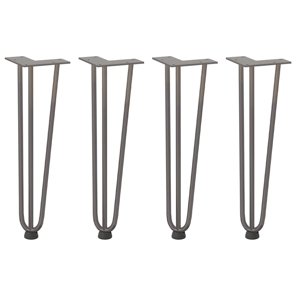 Gambe a forcina per tavolino 4 pz in acciaio naturale 42 cm