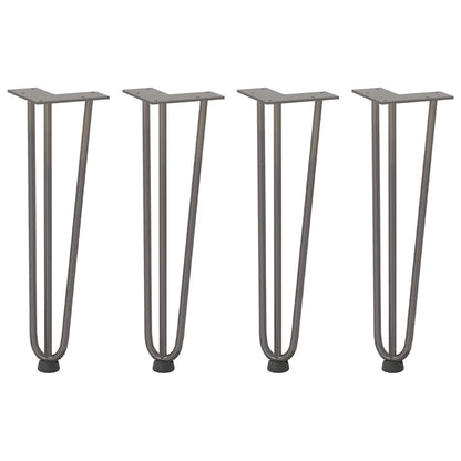 Gambe a forcina per tavolino 4 pz in acciaio naturale 42 cm