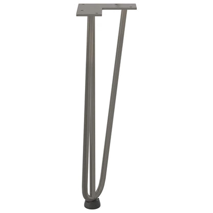 Gambe a forcina per tavolino 4 pz in acciaio naturale 42 cm