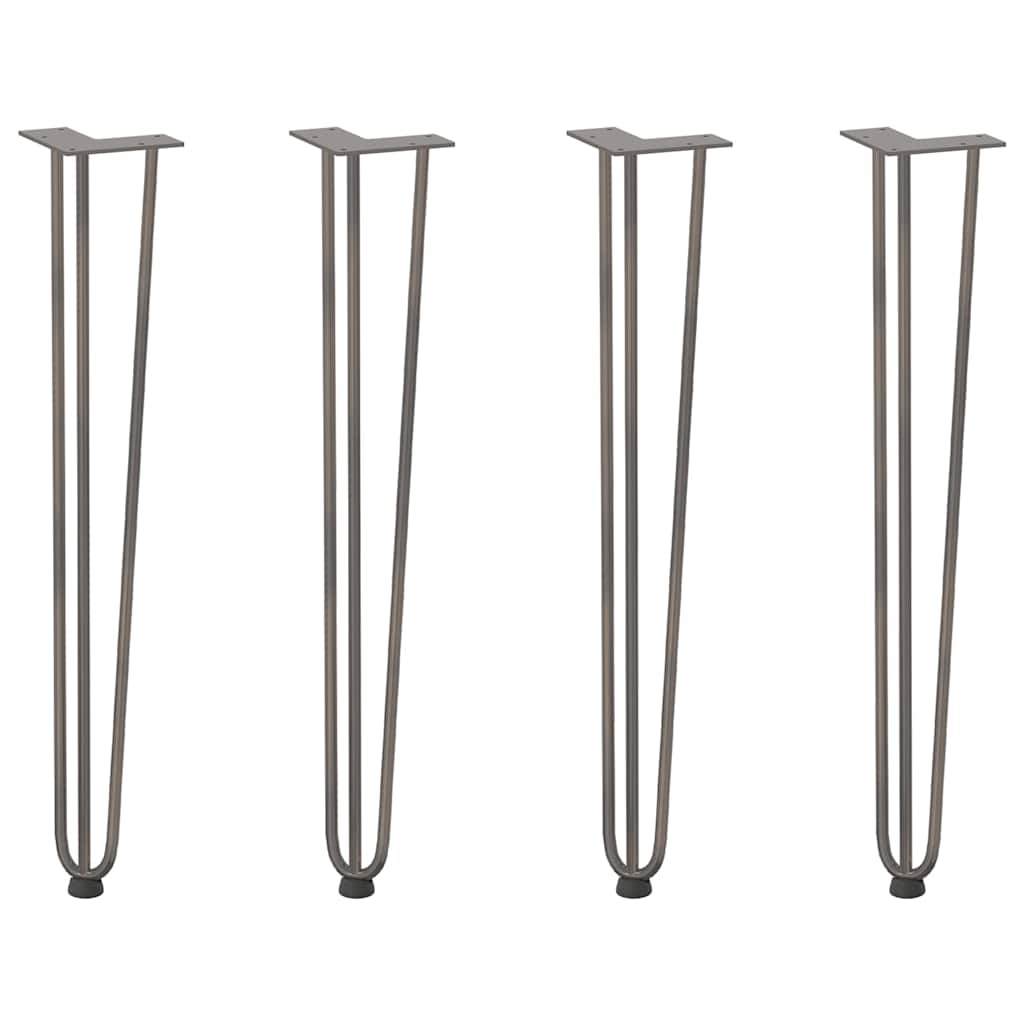 Gambe a forcina per tavoli consolle 4 pz acciaio naturale 72 cm
