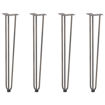 Gambe a forcina per tavoli consolle 4 pz acciaio naturale 72 cm