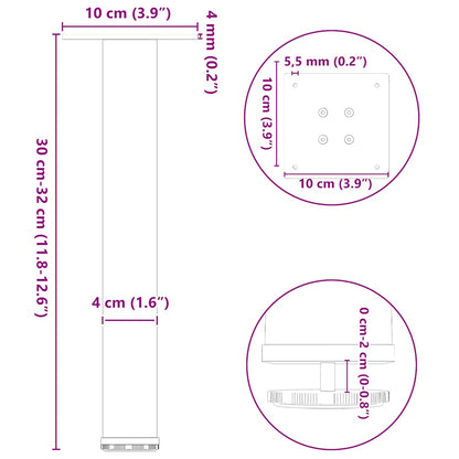Gambe per Tavolino da Caffè 4 pz Bianche 30-32 cm Acciaio