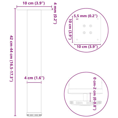 Gambe per Tavolino 4 pz Acciaio Naturale 42-44 cm in Acciaio