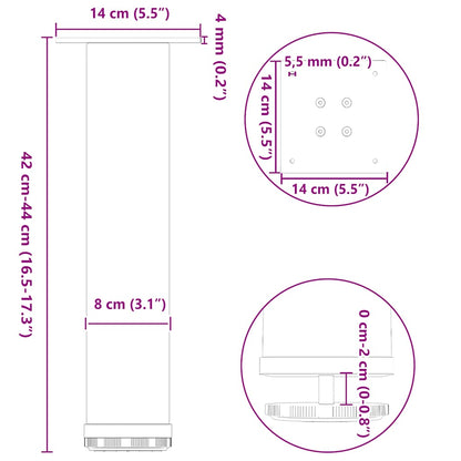 Gambe per Tavolino da Caffè 4 pz Naturale 42-44 cm Acciaio