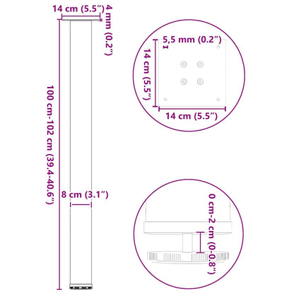 Gambe per Tavolino 4 pz Bianco 100-102 cm in Acciaio