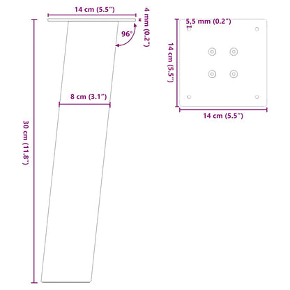 Gambe per Tavolino 4 pz Bianco 30 cm in Acciaio