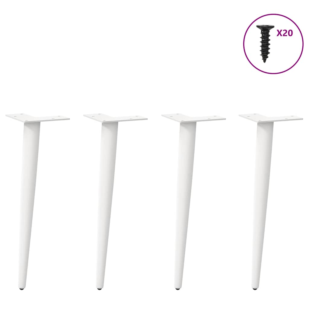 Gambe per Tavolino da Caffè Forma Conica 4 pz Bianco 30-31 cm Acciaio