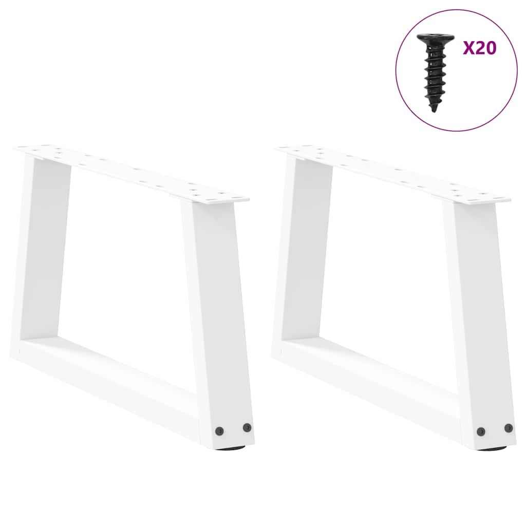 Gambe per Tavolo Pranzo a V 2 pz Bianco 50x(30-31,3)cm Acciaio