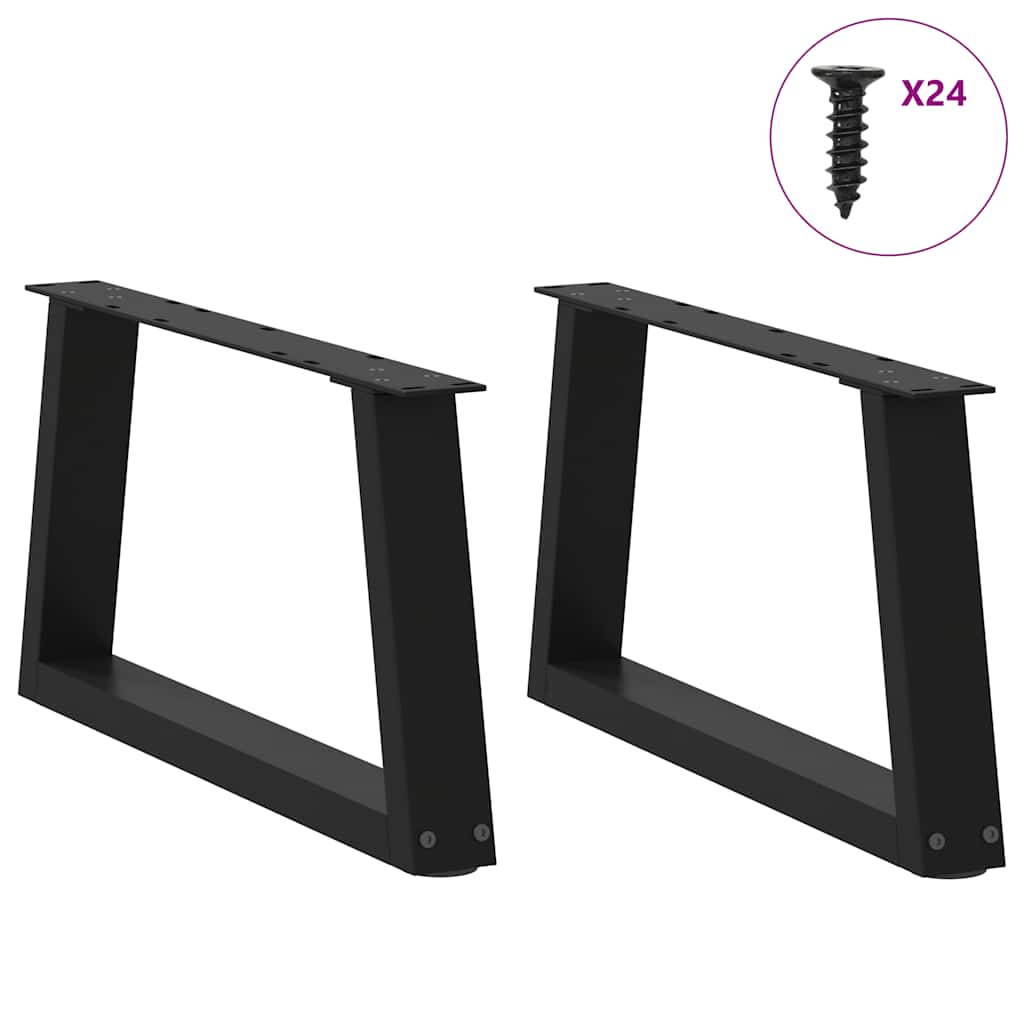 Gambe per Tavolino da Caffè forma V 2 pz Nere 60x(30-31,3) cm