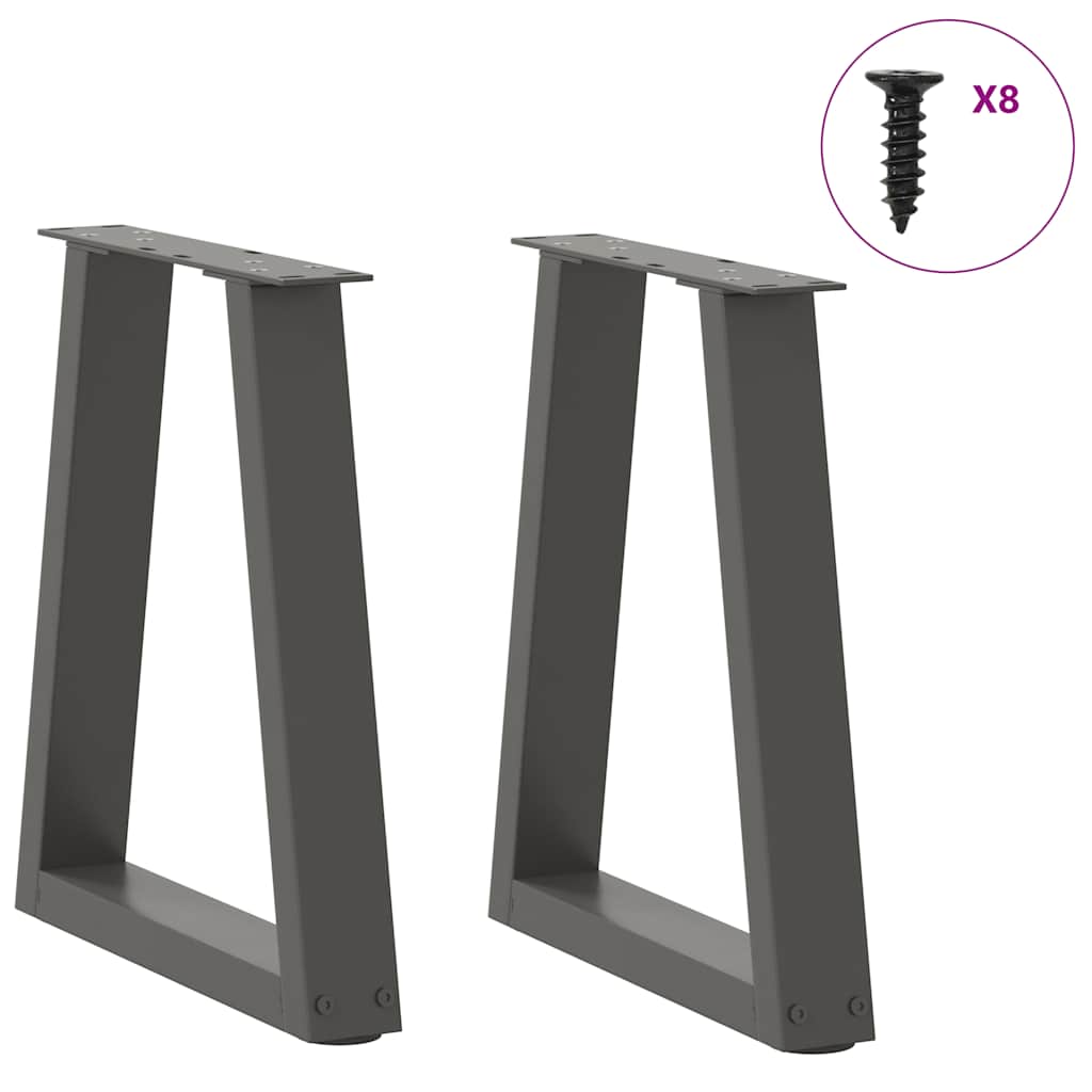 Gambe Tavolino da Caffè forma V 2 pz Antracite 28x(42-43,3) cm
