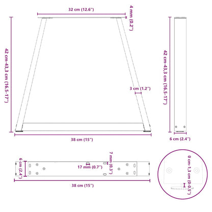 Gambe per Tavolino da Caffè forma V 2 pz Nere 38x(42-43,3) cm