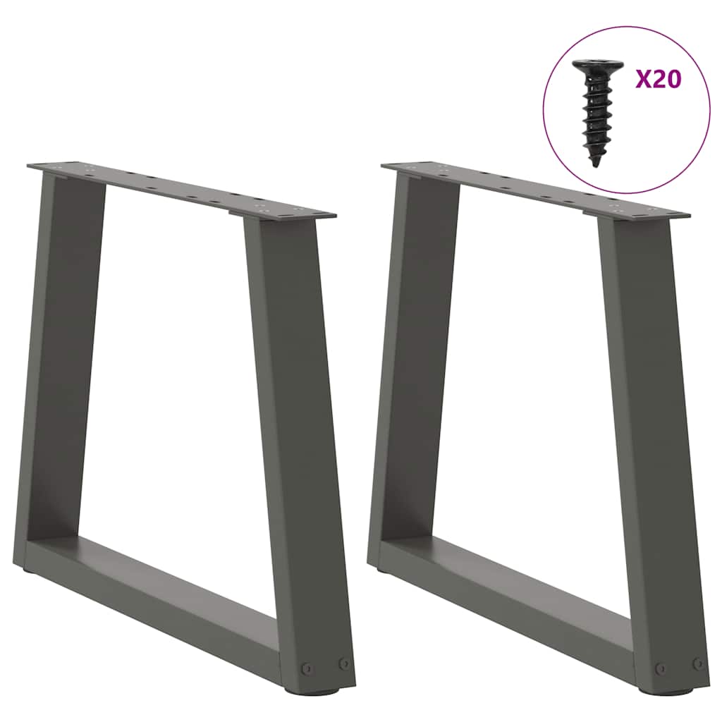 Gambe Tavolino da Caffè forma V 2 pz Antracite 50x(42-43,3) cm