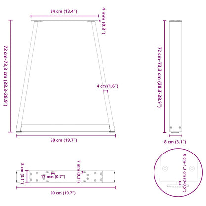 Gambe per tavolo da pranzo forma V 2 pz bianche 50x(72-73,3) cm