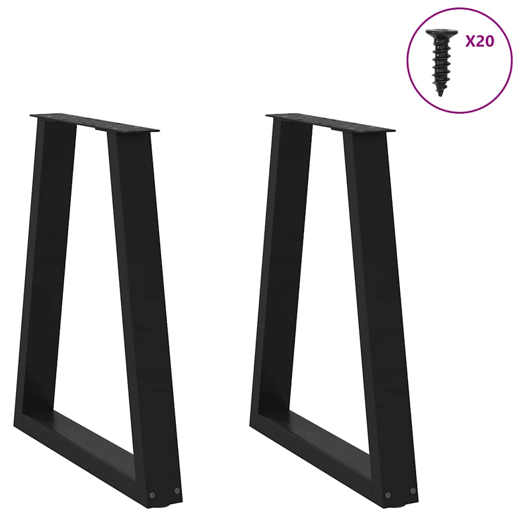 Gambe per tavolo da pranzo forma V 2 pz nere 60x(72-73,3) cm