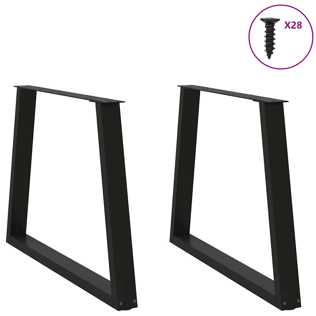 Gambe per Tavolo da Pranzo a V 2pz Nero 100x(72-73,3)cm Acciaio