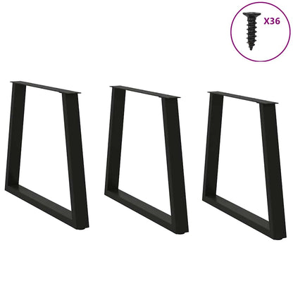 Gambe per tavolo da pranzo forma V 3 pz nere 70x(72-73,3) cm