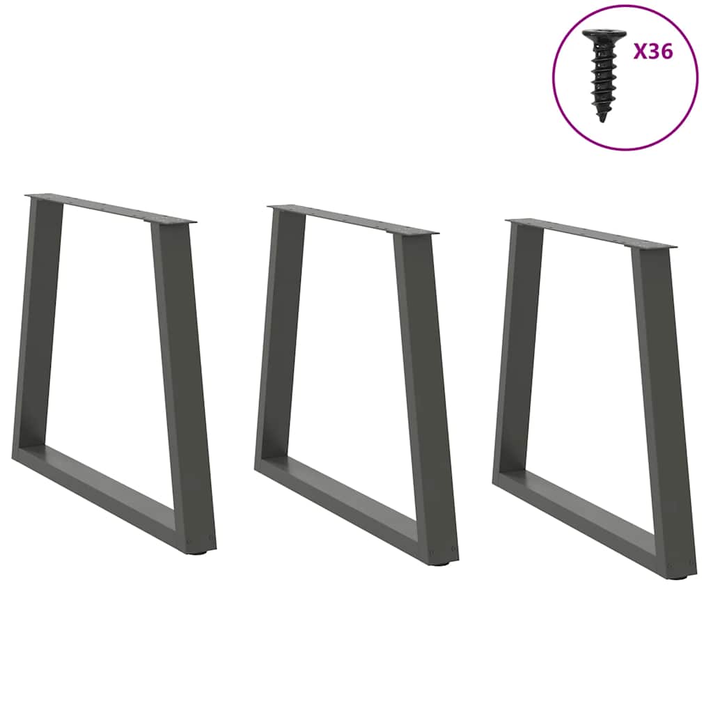 Gambe tavolo da pranzo forma V 3 pz Antracite 70x(72-73,3) cm