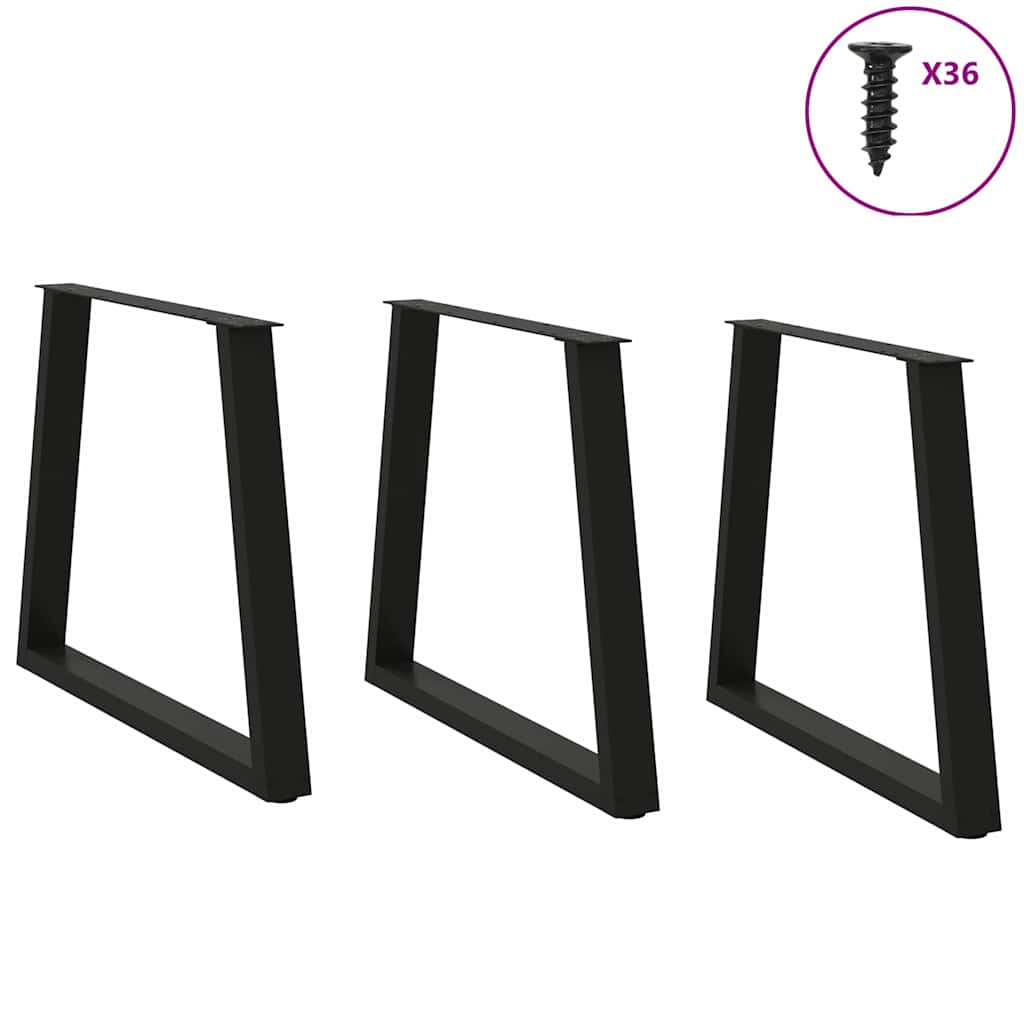Gambe per tavolo da pranzo forma V 3 pz nere 80x(72-73,3) cm