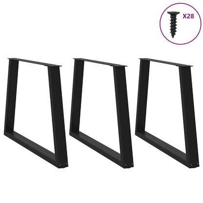 Gambe per tavolo da pranzo forma V 3 pz nere 90x(72-73,3) cm
