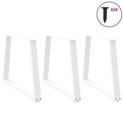 Gambe per Tavolo Pranzo a V 3 pz Bianco 90x(72-73,3)cm Acciaio