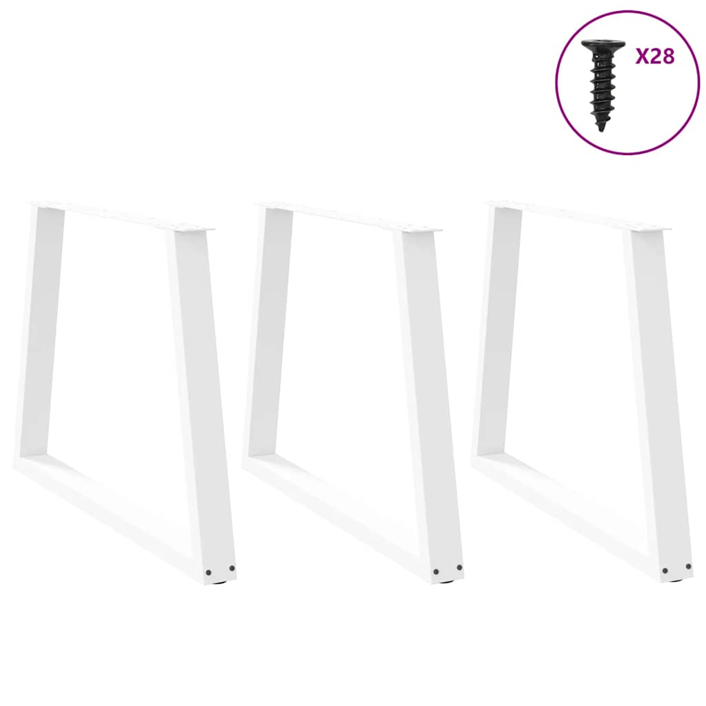 Gambe per Tavolo Pranzo a V 3 pz Bianco 100x(72-73,3)cm Acciaio