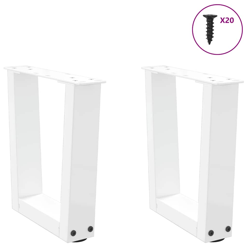 Gambe per Tavolo Pranzo a V 2 pz Bianco 40x(30-31,3)cm Acciaio