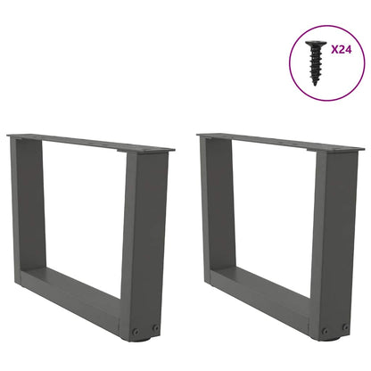 Gambe Tavolino da Caffè forma V 2 pz Antracite 50x(30-31,3) cm