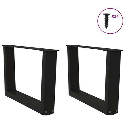 Gambe per Tavolo da Pranzo a V 2 pz Nero 60x(30-31,3)cm Acciaio