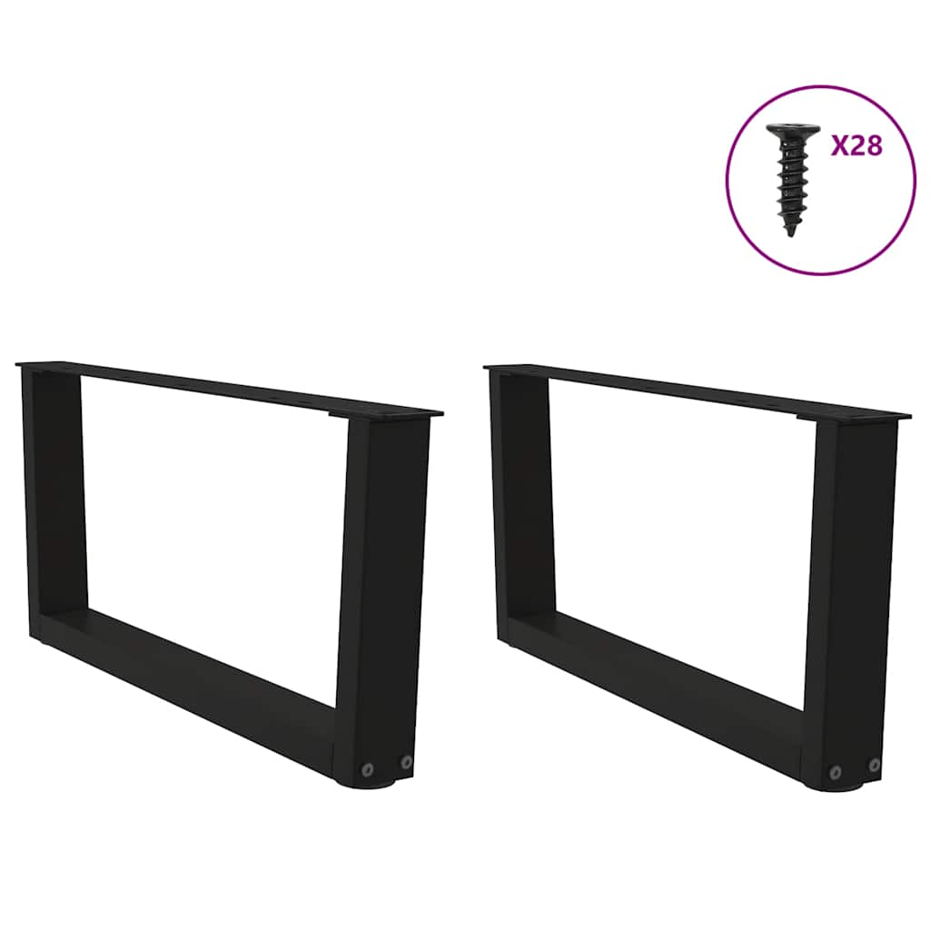 Gambe per Tavolo da Pranzo a V 2 pz Nero 70x(30-31,3)cm Acciaio