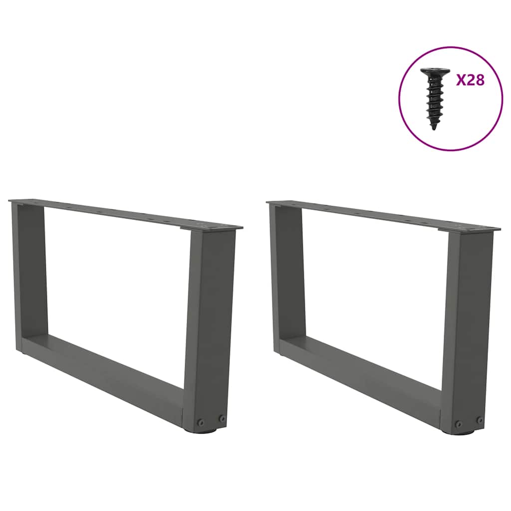 Gambe Tavolino da Caffè forma V 2 pz Antracite 70x(30-31,3) cm