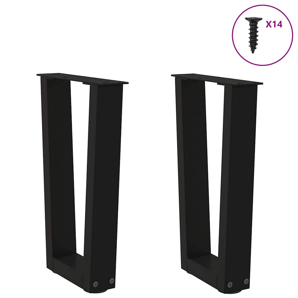 Gambe per Tavolino da Caffè forma V 2 pz Nere 28x(42-43,3) cm