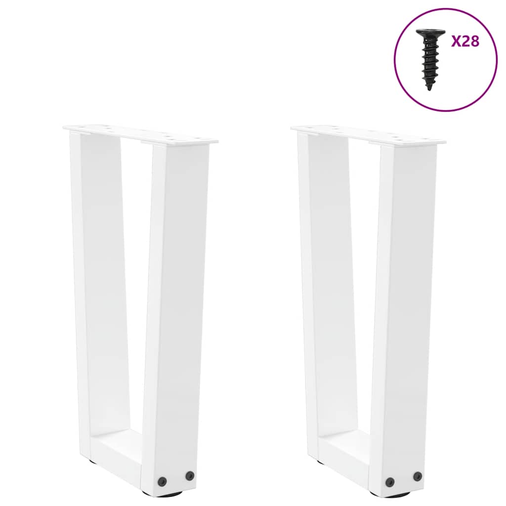 Gambe per Tavolo Pranzo a V 2 pz Bianco 28x(42-43,3)cm Acciaio