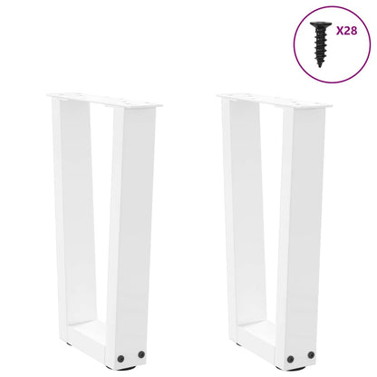 Gambe per Tavolino da Caffè a Forma di V 2 pz Bianche 28x(42-43,3) cm Acciaio