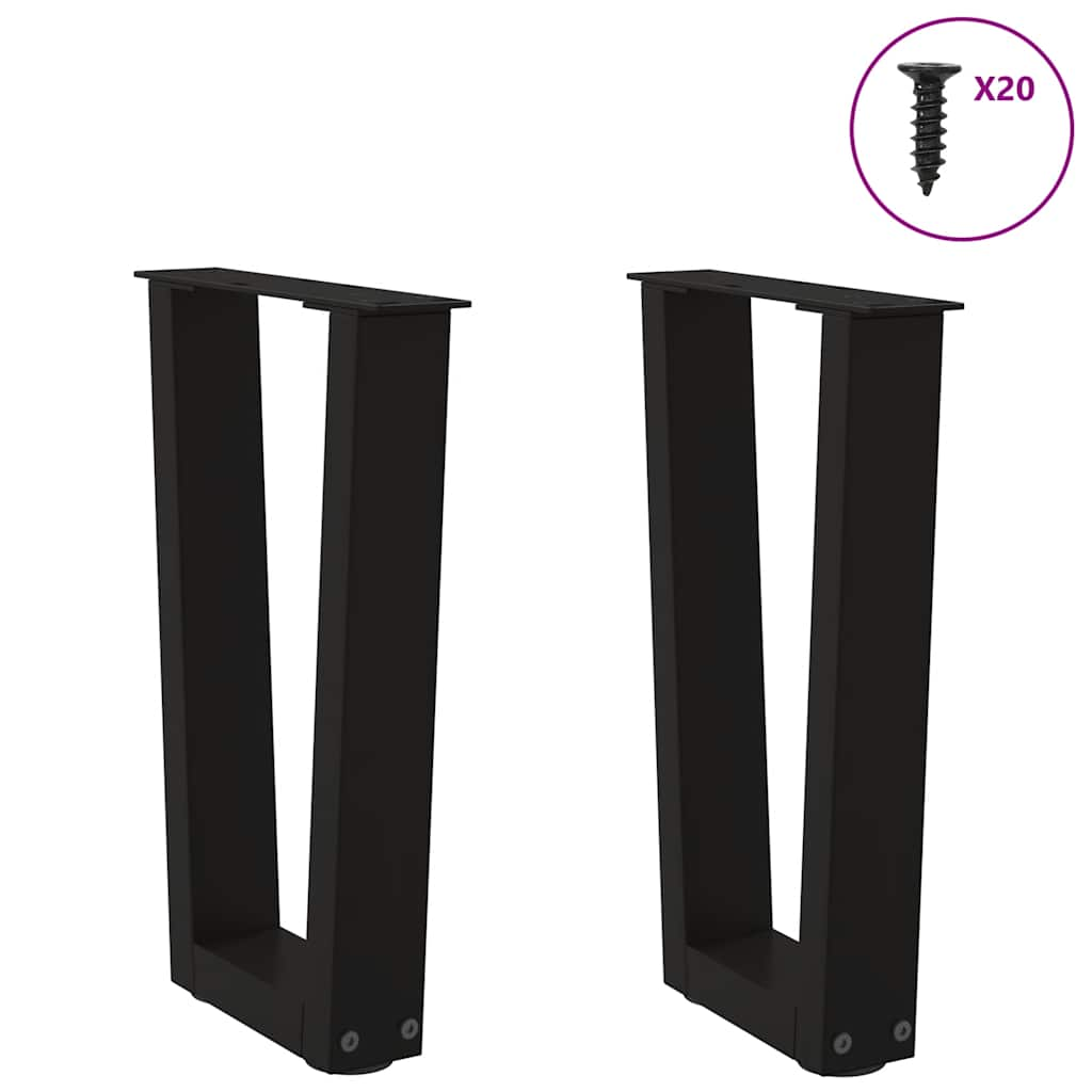 Gambe per Tavolo da Pranzo a V 2 pz Nero 38x(42-43,3)cm Acciaio