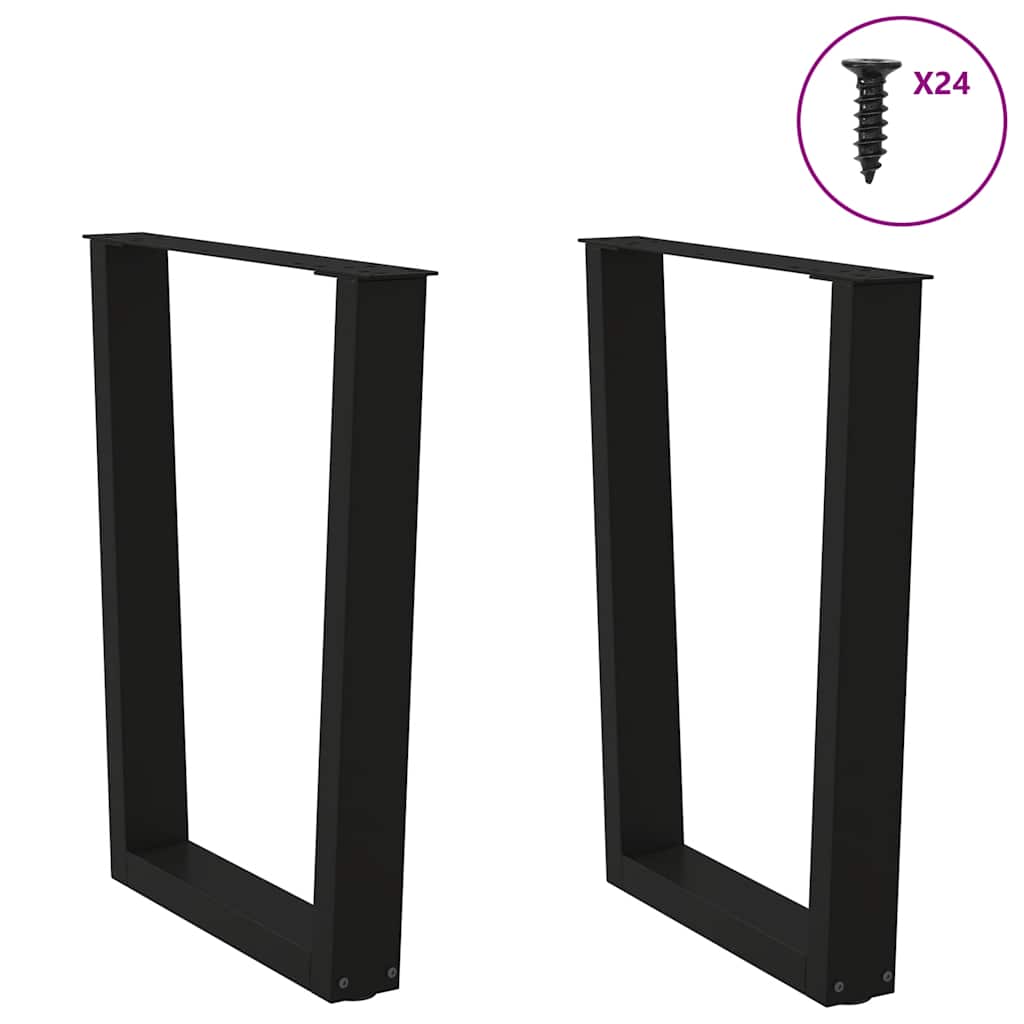 Gambe per tavolo da pranzo a forma di V 2 pz nere 60x(72-73,3) cm in acciaio