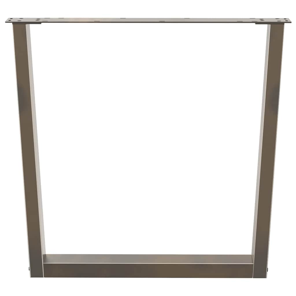 Gambe per tavolo da pranzo a forma di V 2 pz in acciaio naturale 80x(72-73,3) cm - homemem39