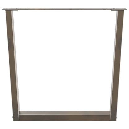 Gambe per tavolo da pranzo a forma di V 2 pz in acciaio naturale 80x(72-73,3) cm - homemem39