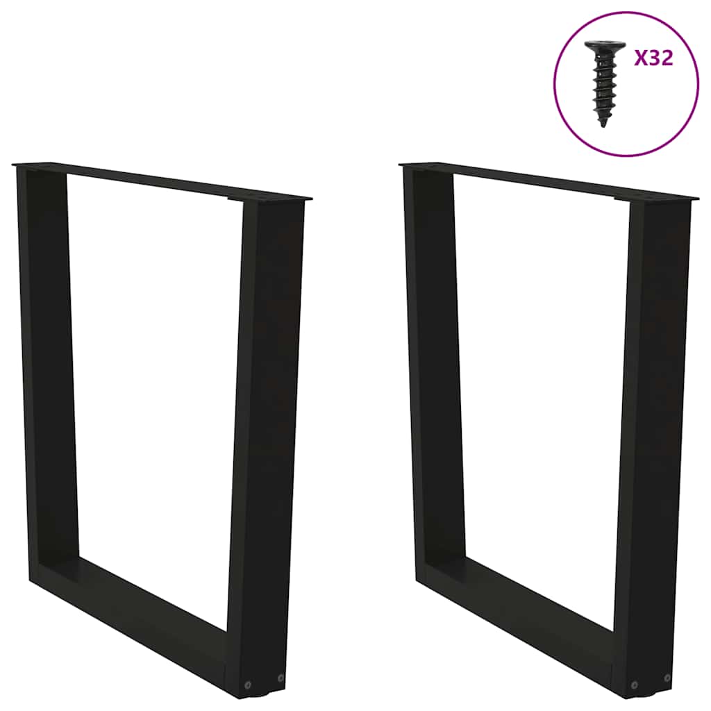 Gambe per tavolo da pranzo forma V 2 pz nere 90x(72-73,3) cm